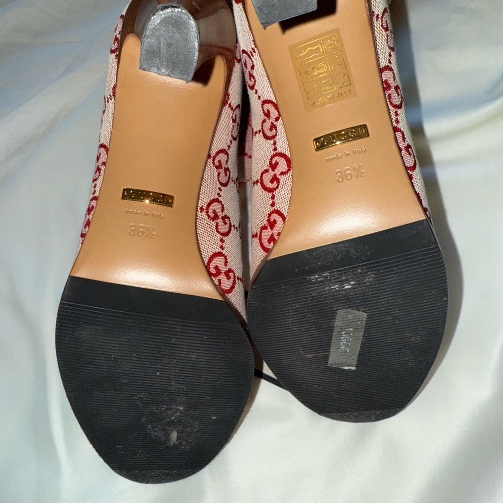 Gucci Red Patterned Heels Authentic - image 6